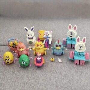 Lot of Vintage Wind-up Walking Easter Toys Egg Chick Rabbit 80s 90s Nostalgic